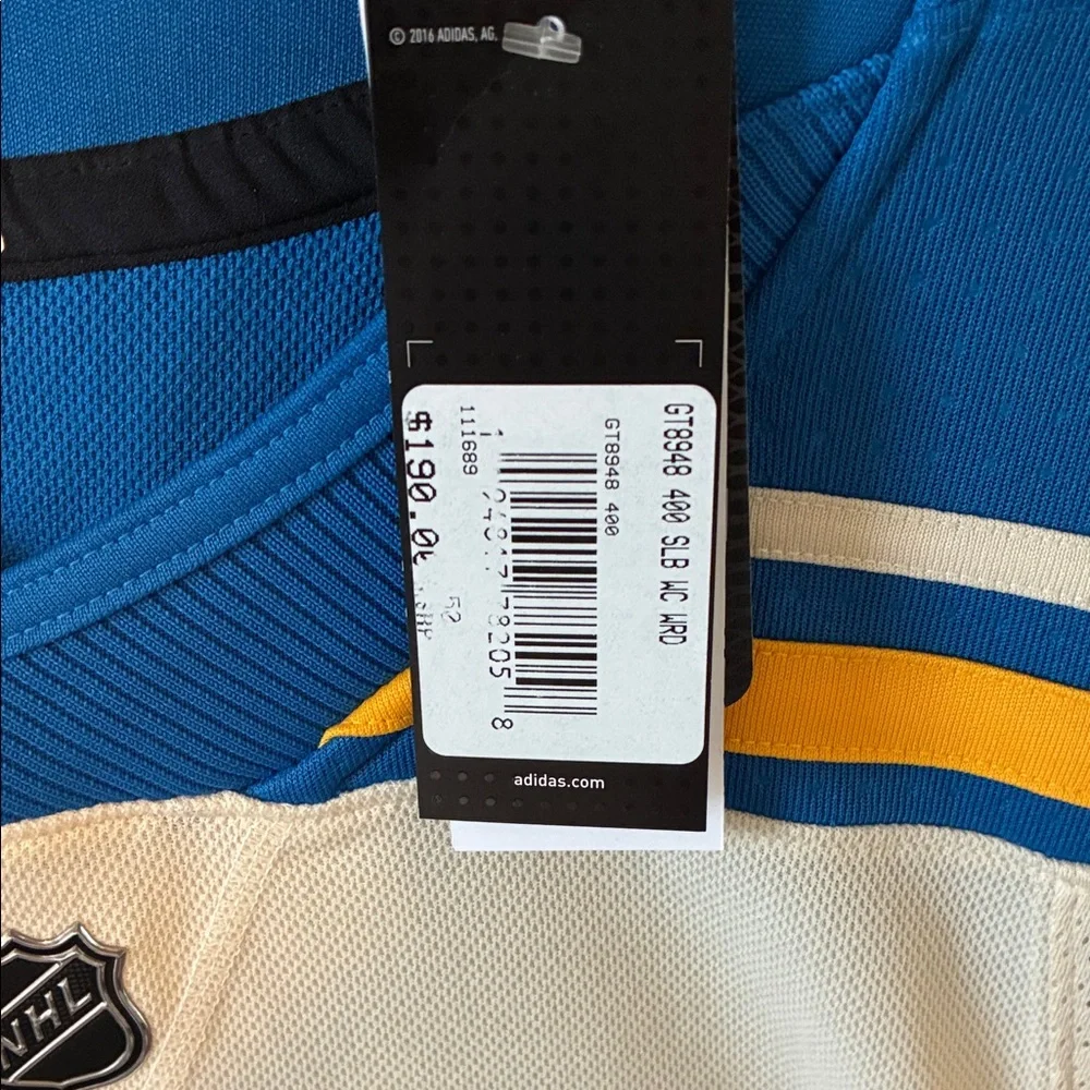 Adidas Men’s Official NHL STL Blue Cream Gold Hockey Jersey 50 NWT